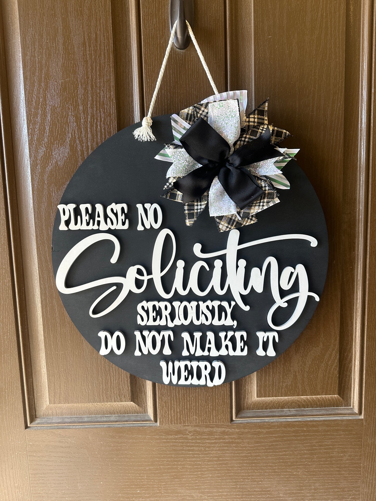 No Soliciting Weird Door Round