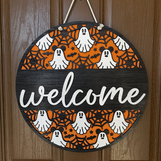 Mouse Ghost Welcome Door Round