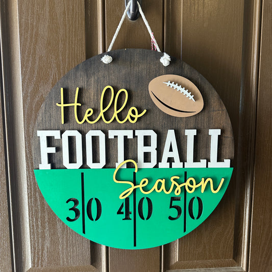 Hello Football Season Door Round