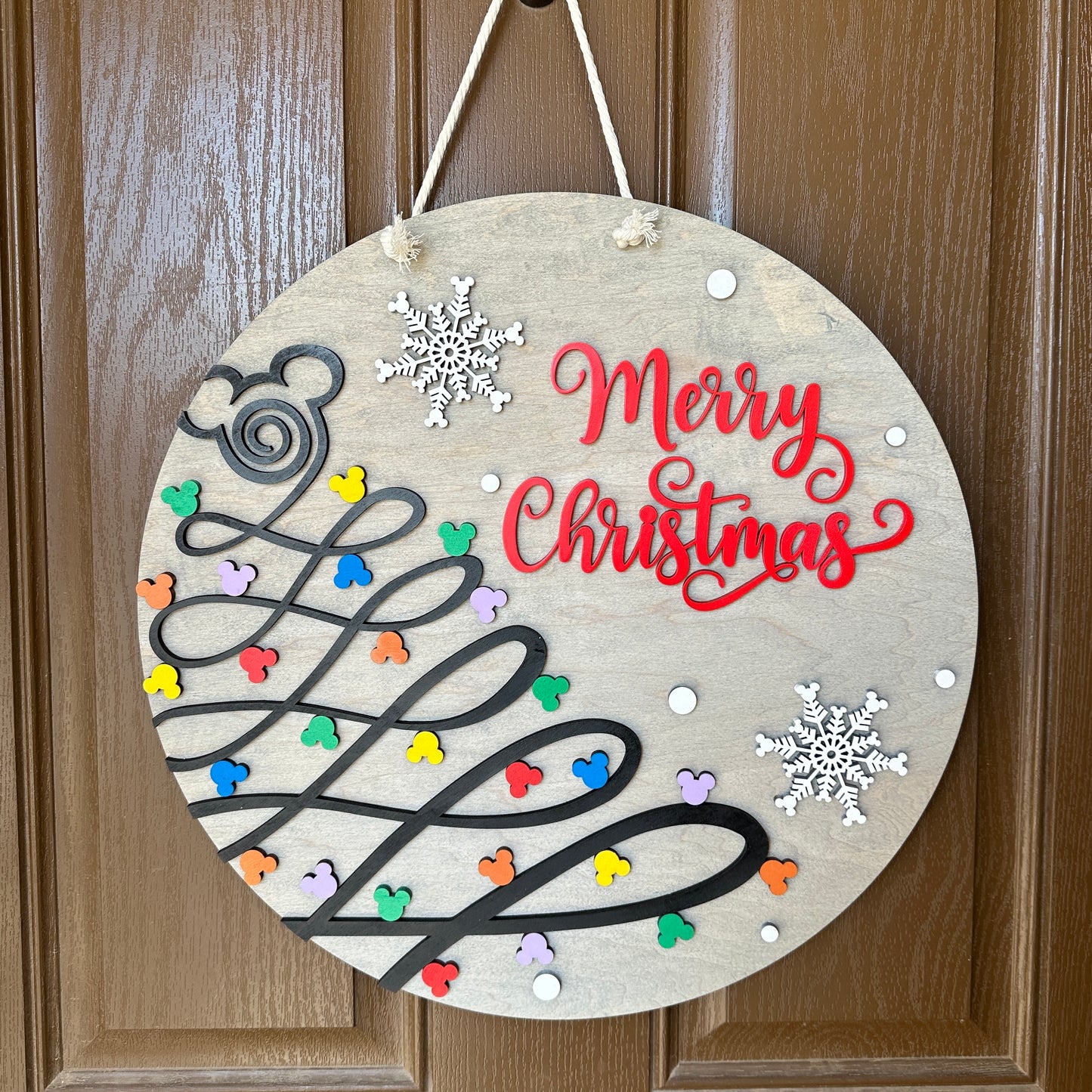 Mouse Tree Merry Christmas Door Round