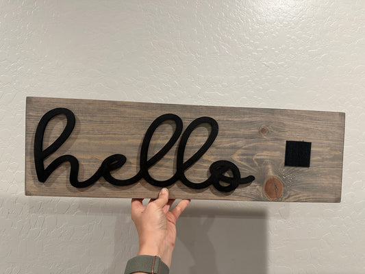 Interchangeable HELLO sign
