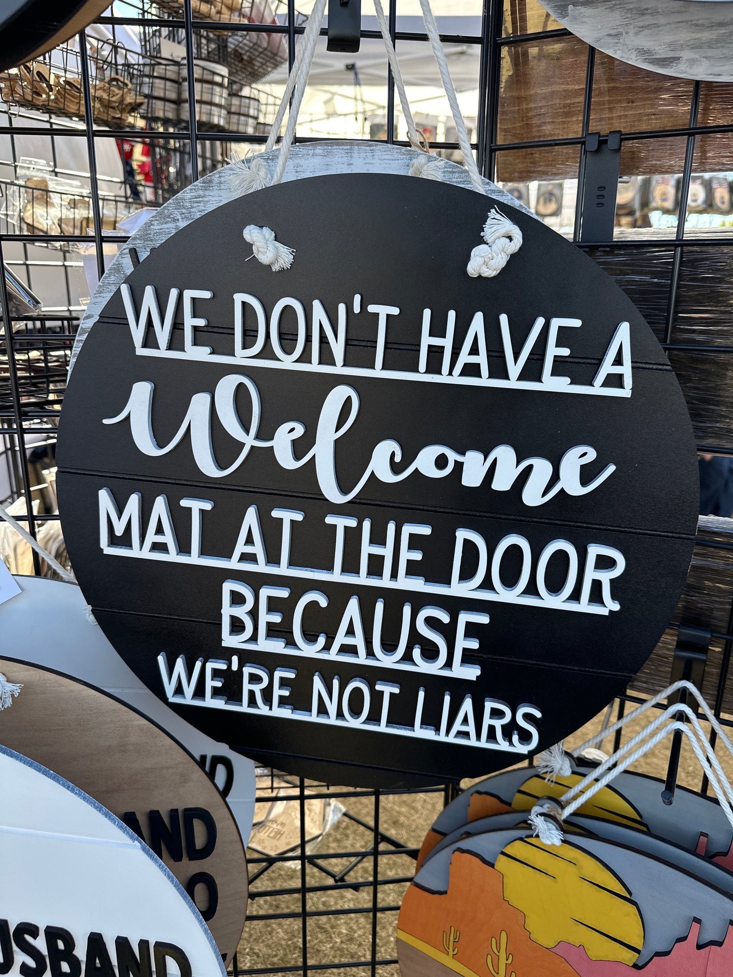 Welcome Mat Not Liars Door Round