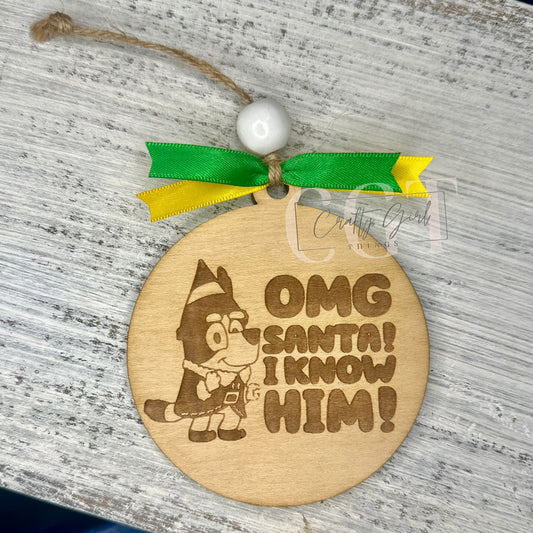 Bluey Santa Ornament