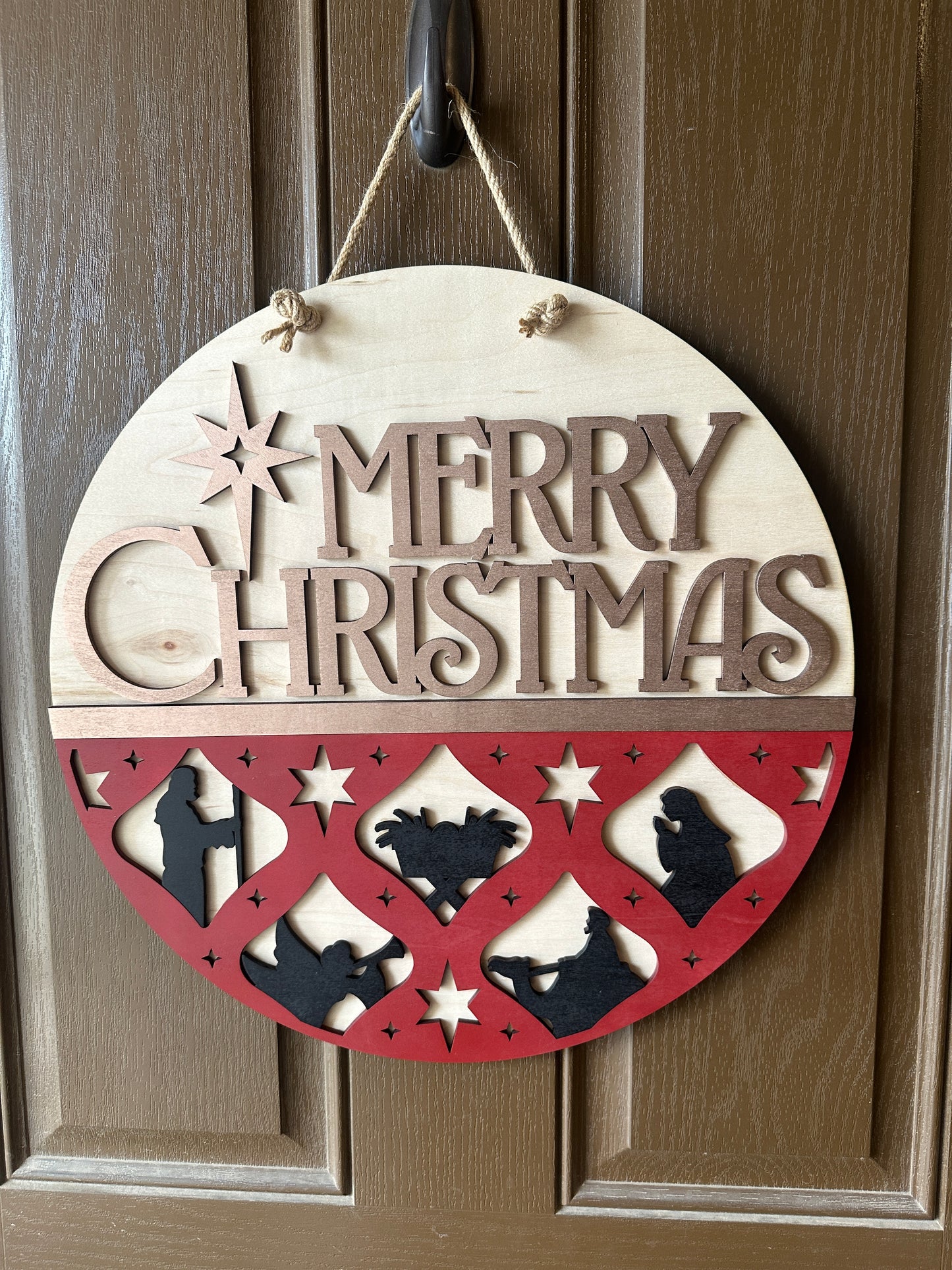 Merry Christmas Nativity Door Round