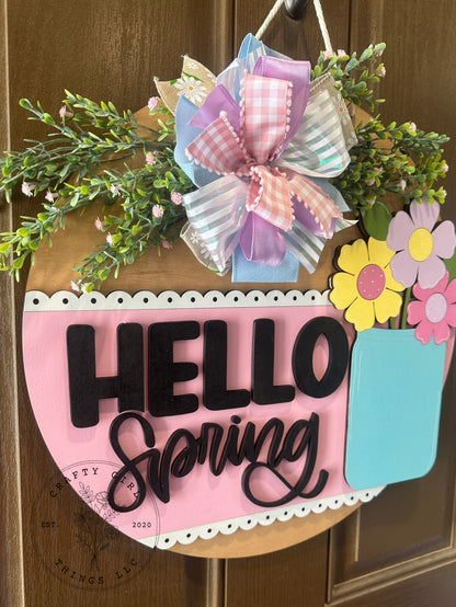 Hello Spring Door Round