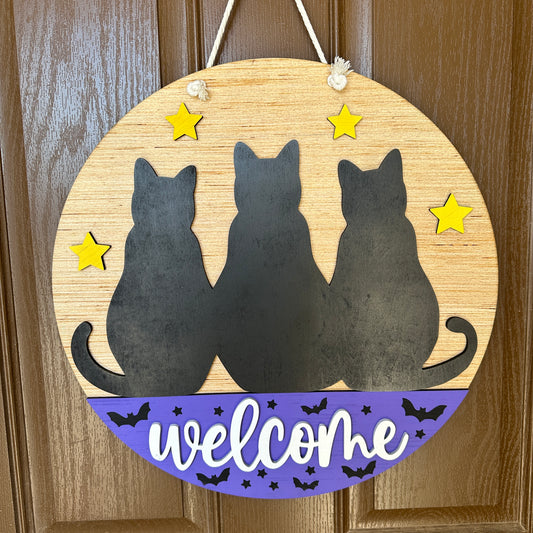 Halloween Cat Door Round