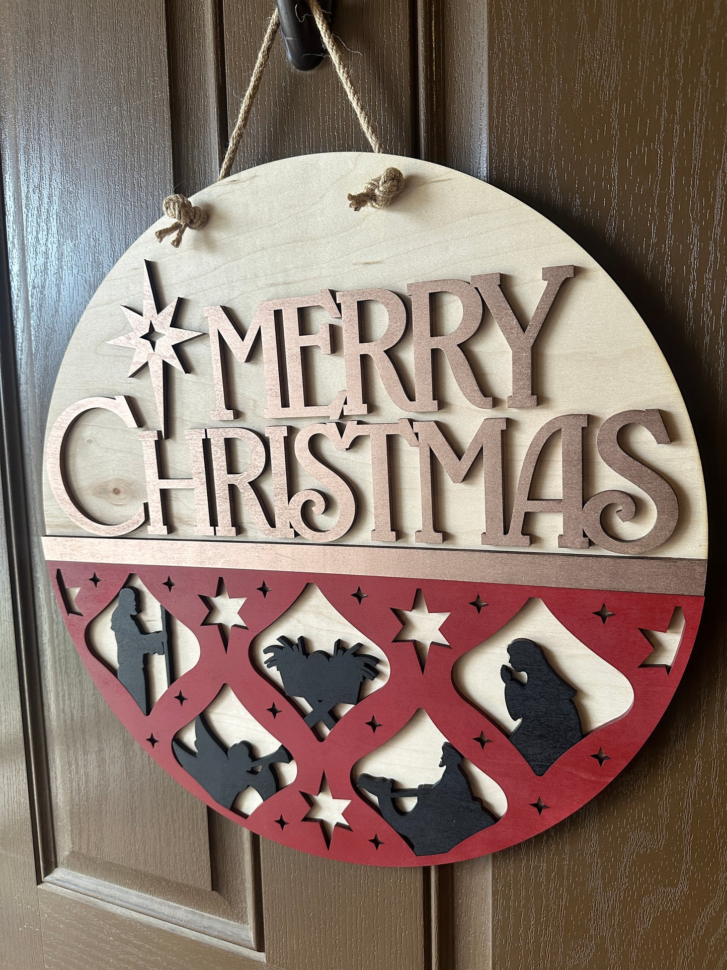 Merry Christmas Nativity Door Round