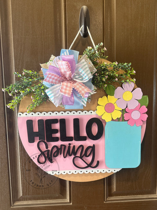 Hello Spring Door Round