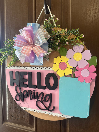 Hello Spring Door Round