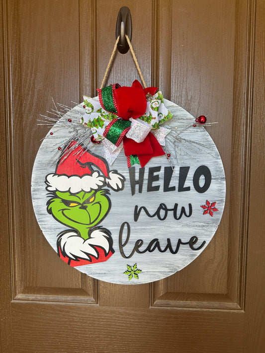 Hello Now Leave Door Round