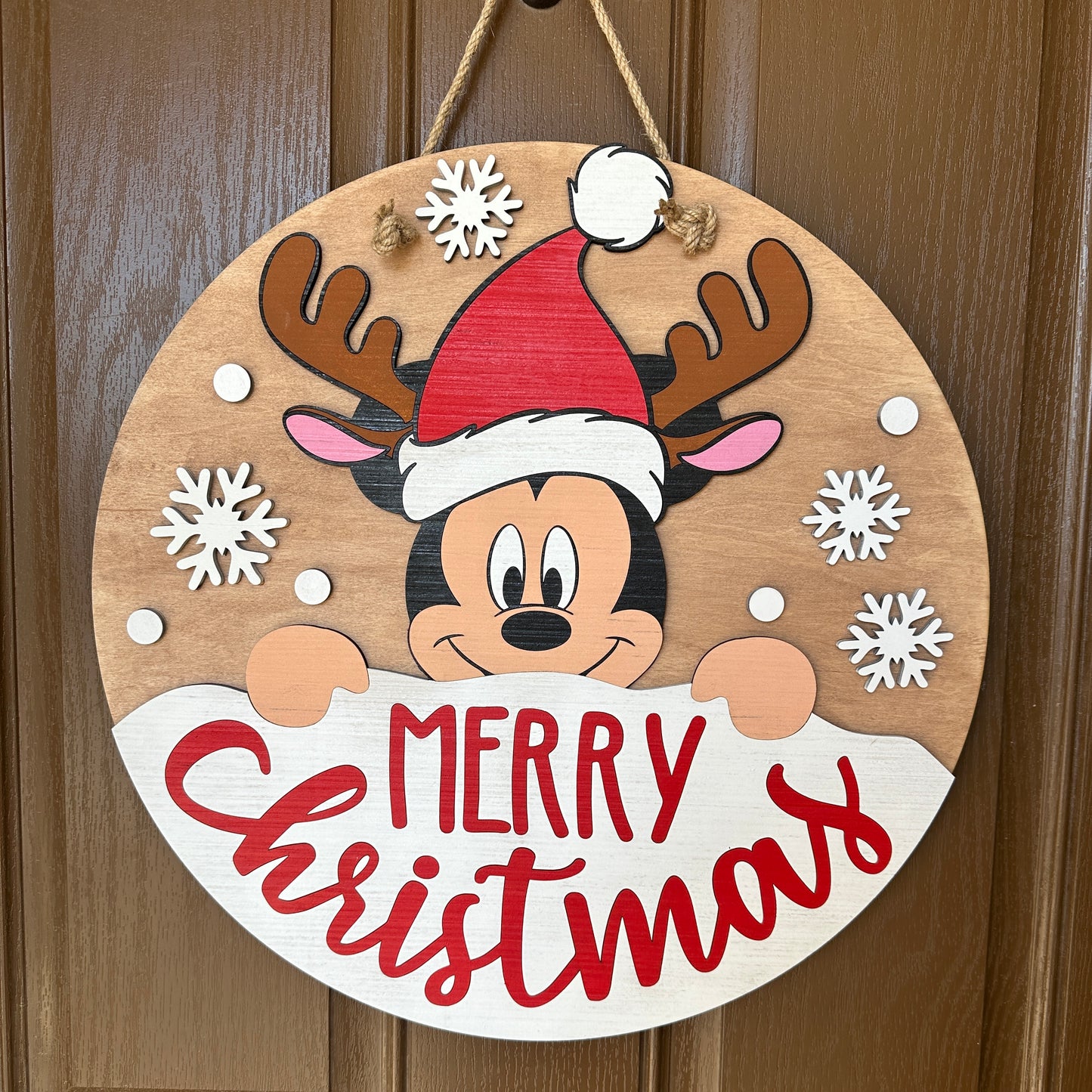 Mouse Reindeer Door Round
