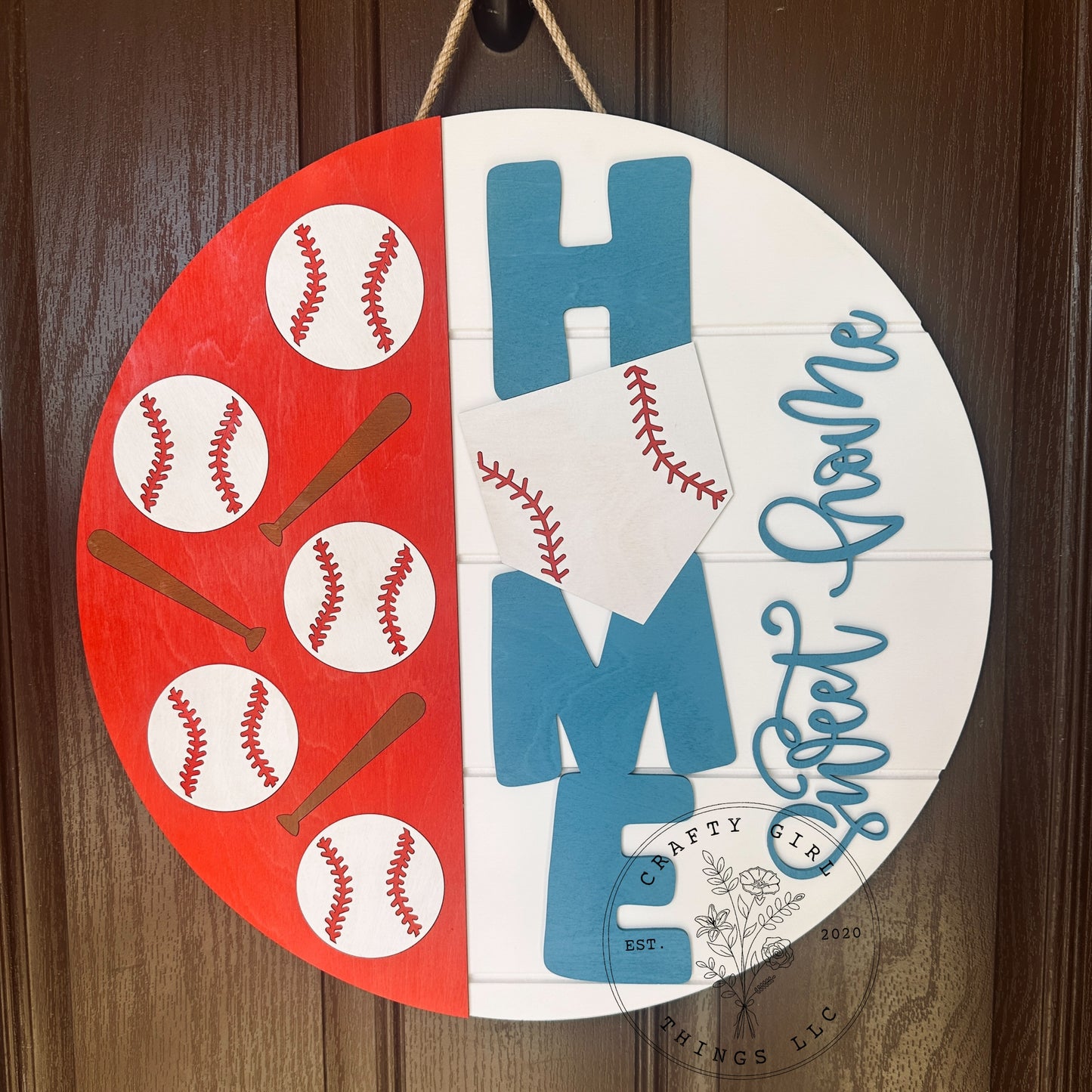 Home Sweet Home Baseball Door Round