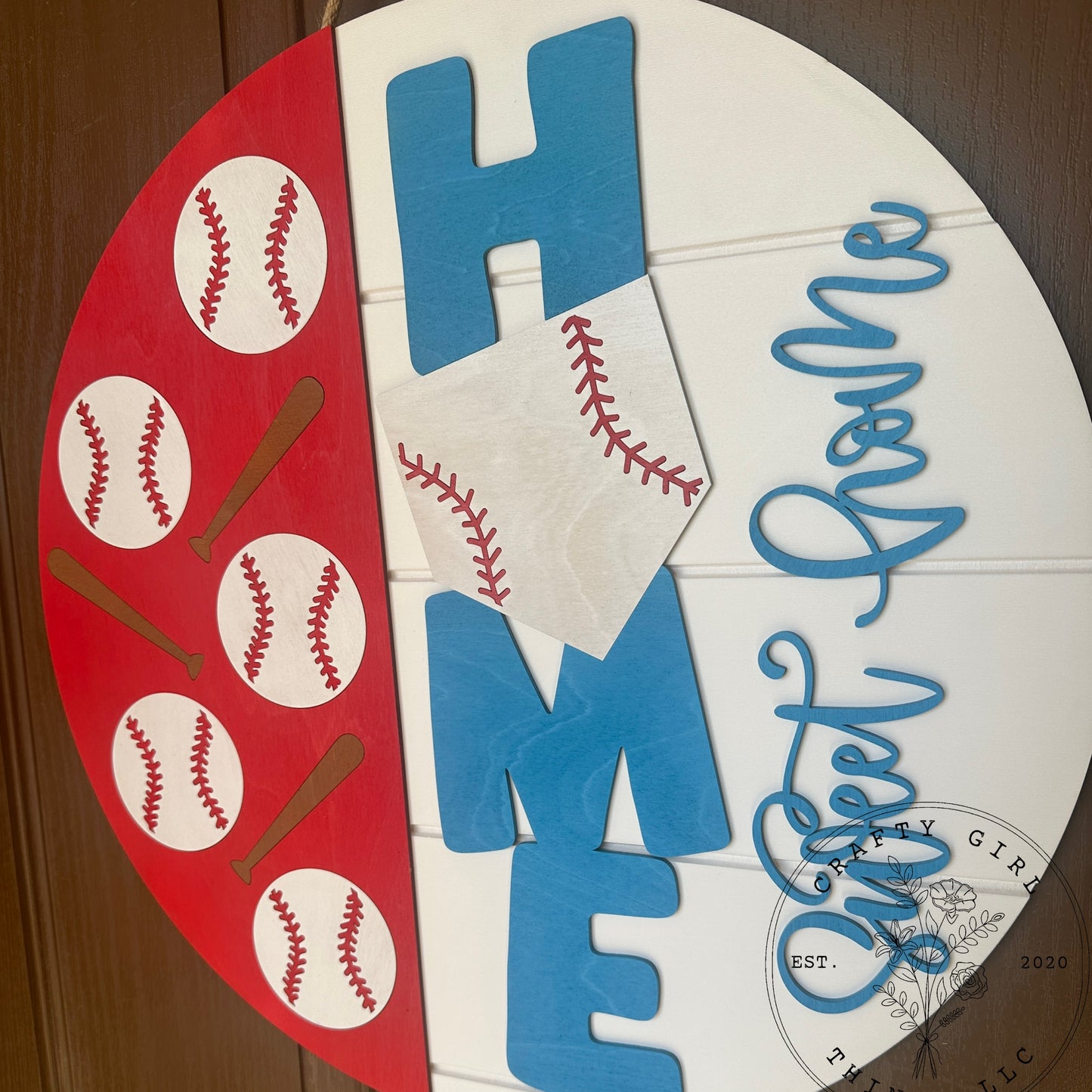 Home Sweet Home Baseball Door Round