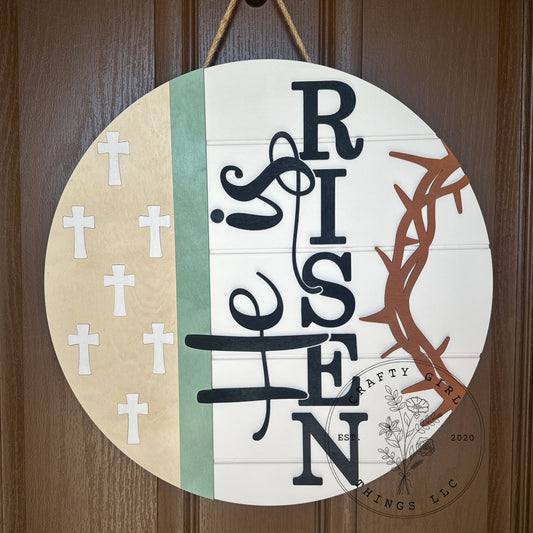 He Is Risen Door Round