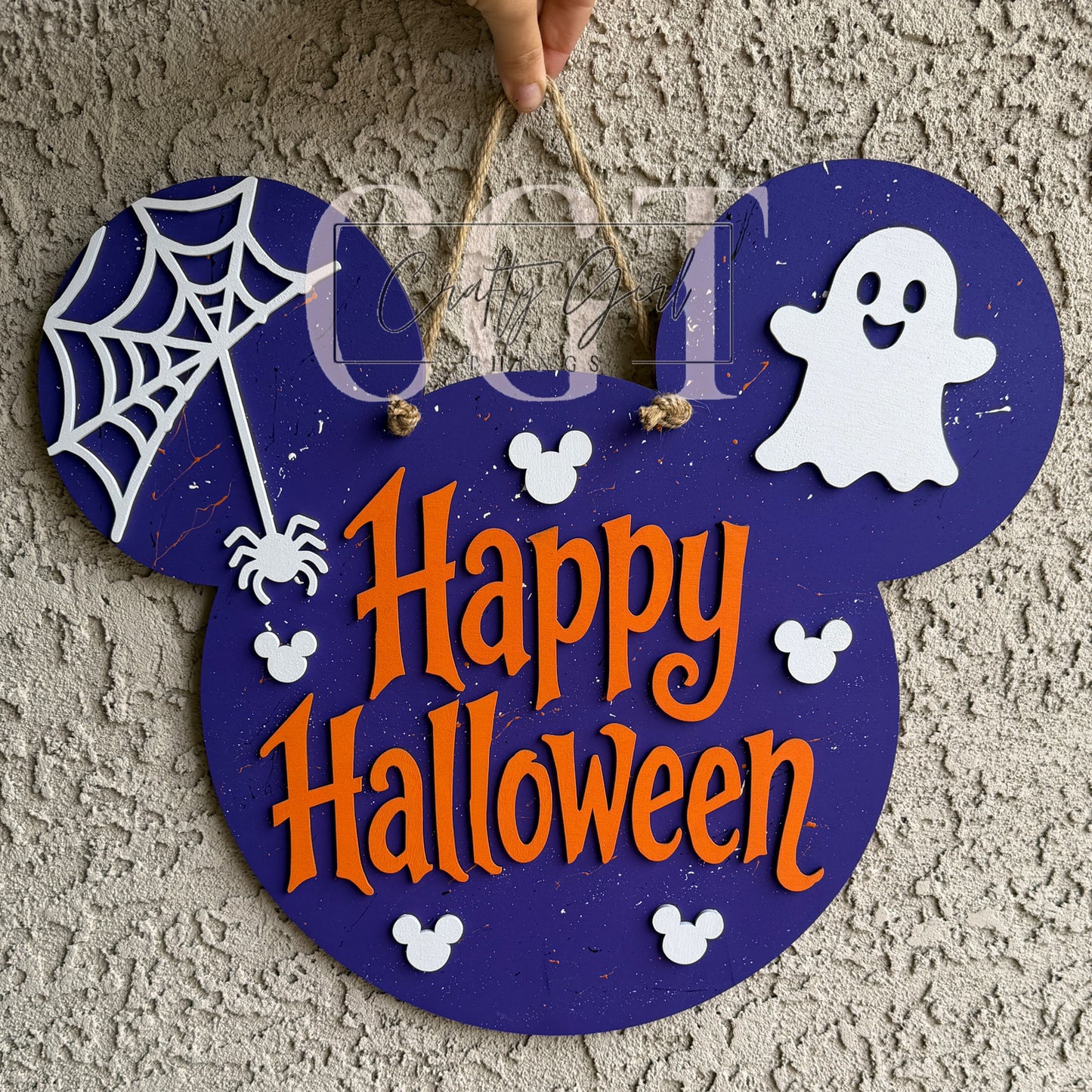 Happy Halloween Mouse Head Door Round