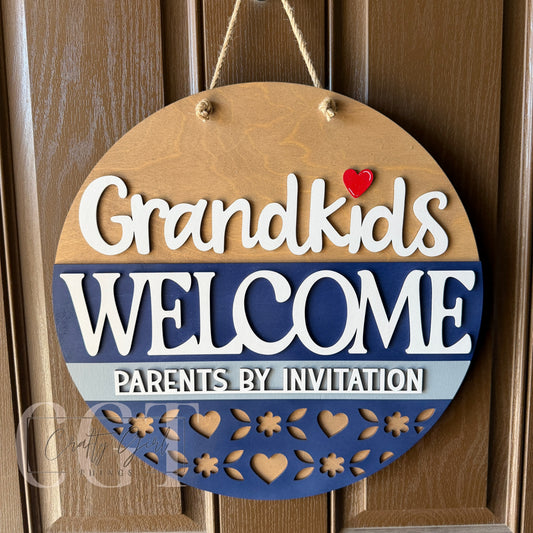 Grandkids Welcome Door Round