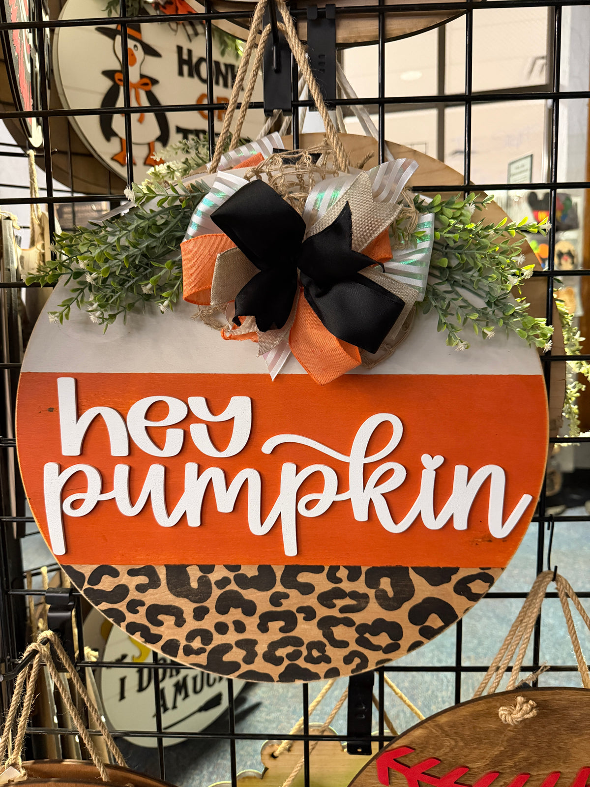 Hey Pumpkin Leopard Door Round