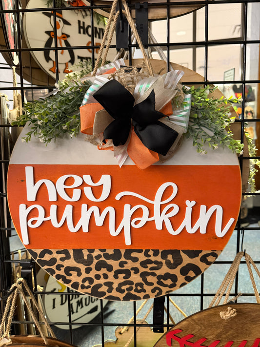 Hey Pumpkin Leopard Door Round