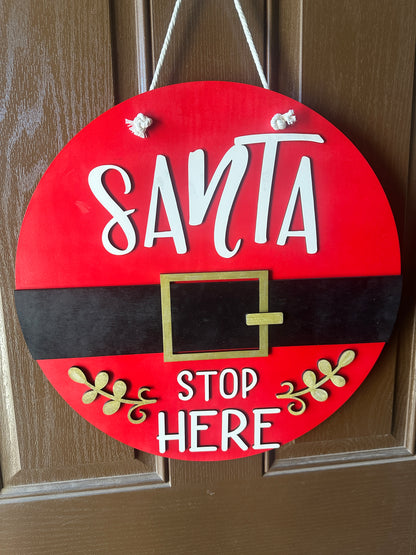 Santa Stop Here Door round