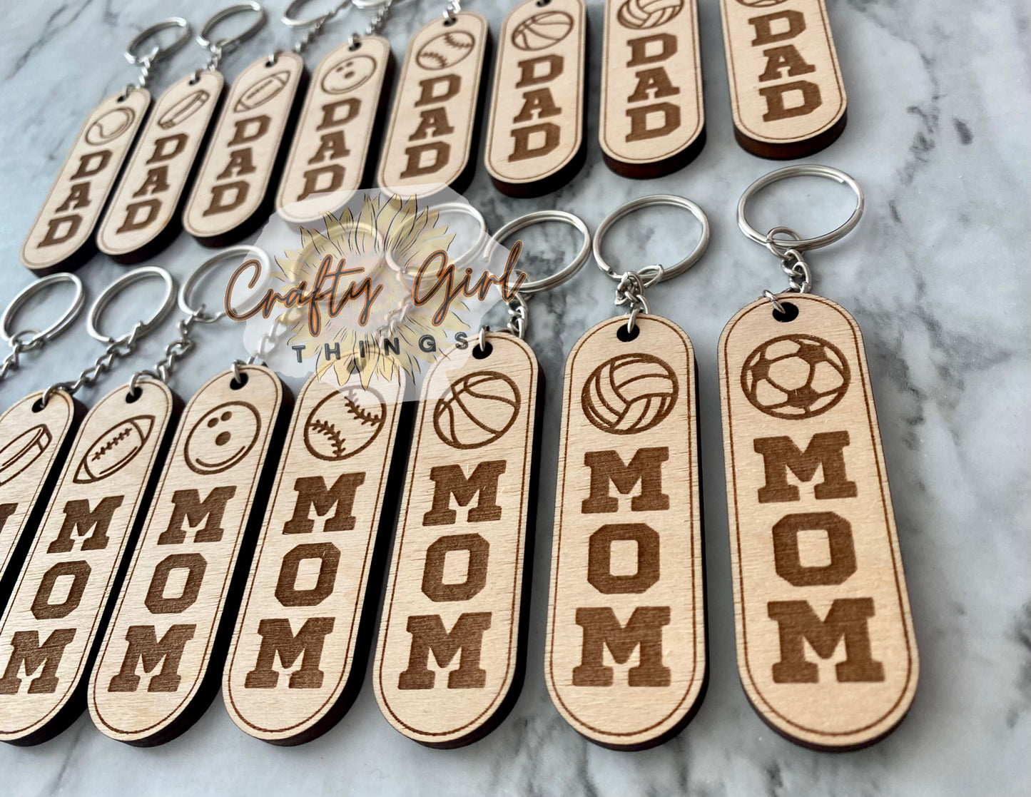 Sport Oval Mom Dad Keychain