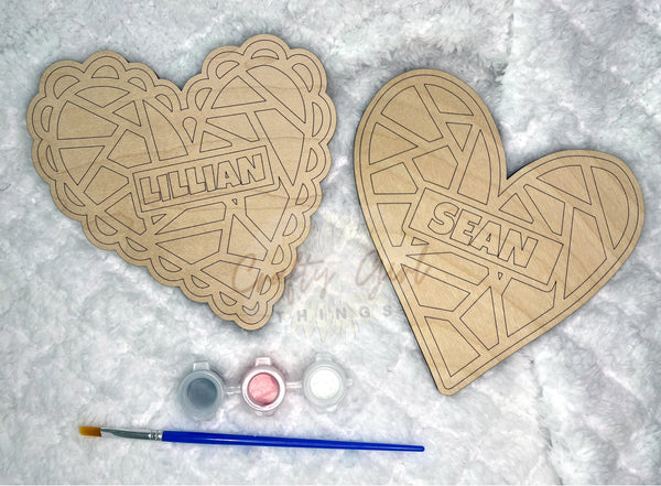 DIY paint wooden hearts