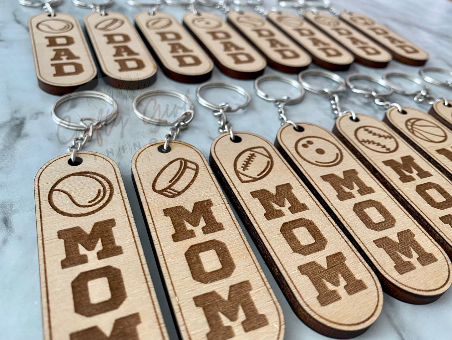 Sport Oval Mom Dad Keychain