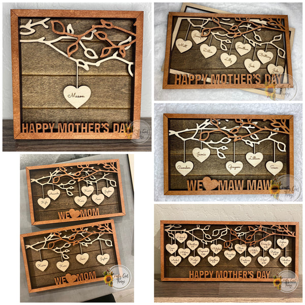 Tree Hanging Hearts Sign