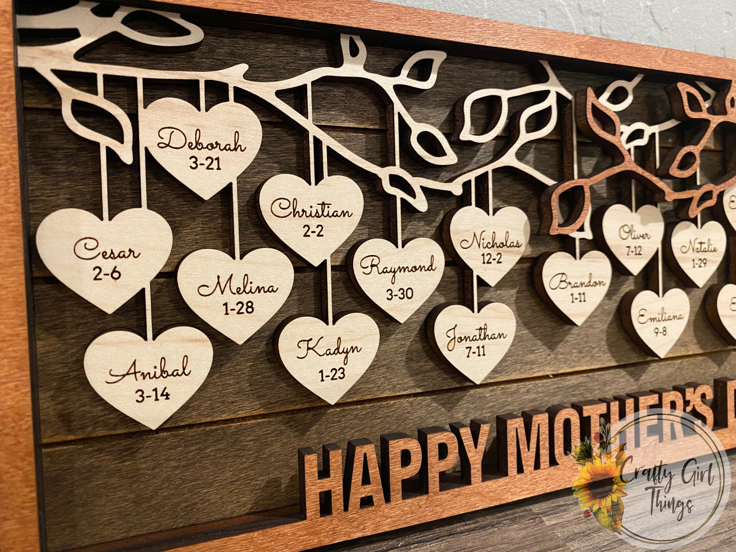 Tree Hanging Hearts Sign