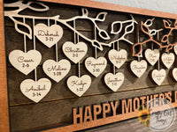 Tree Hanging Hearts Sign