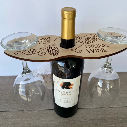 Save Water Drink Wine 2 Glass - Wine Glass Holder