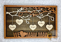 Tree Hanging Hearts Sign