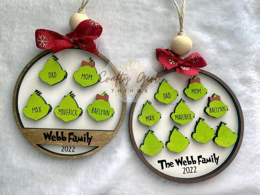 Grinch Head Christmas Ornament