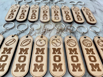 Sport Oval Mom Dad Keychain