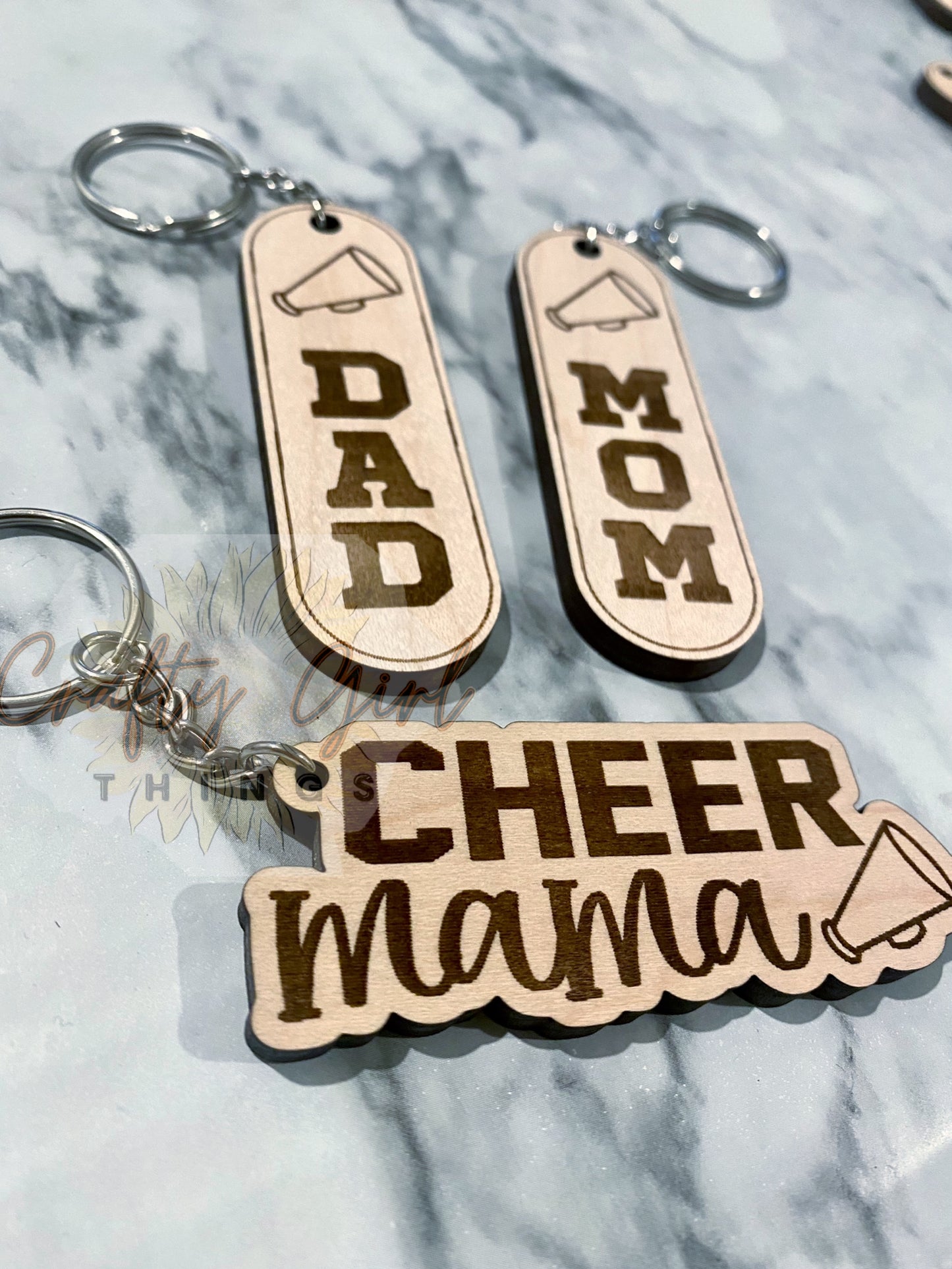 Cheer Mom Dad Mama Keychain